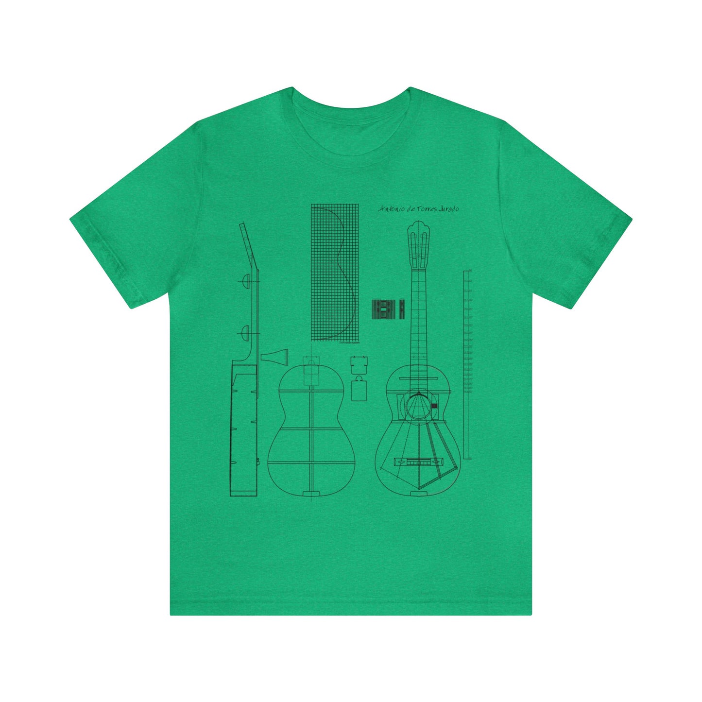 Classical Guitar Torres Blueprint Short Sleeve T-Shirt