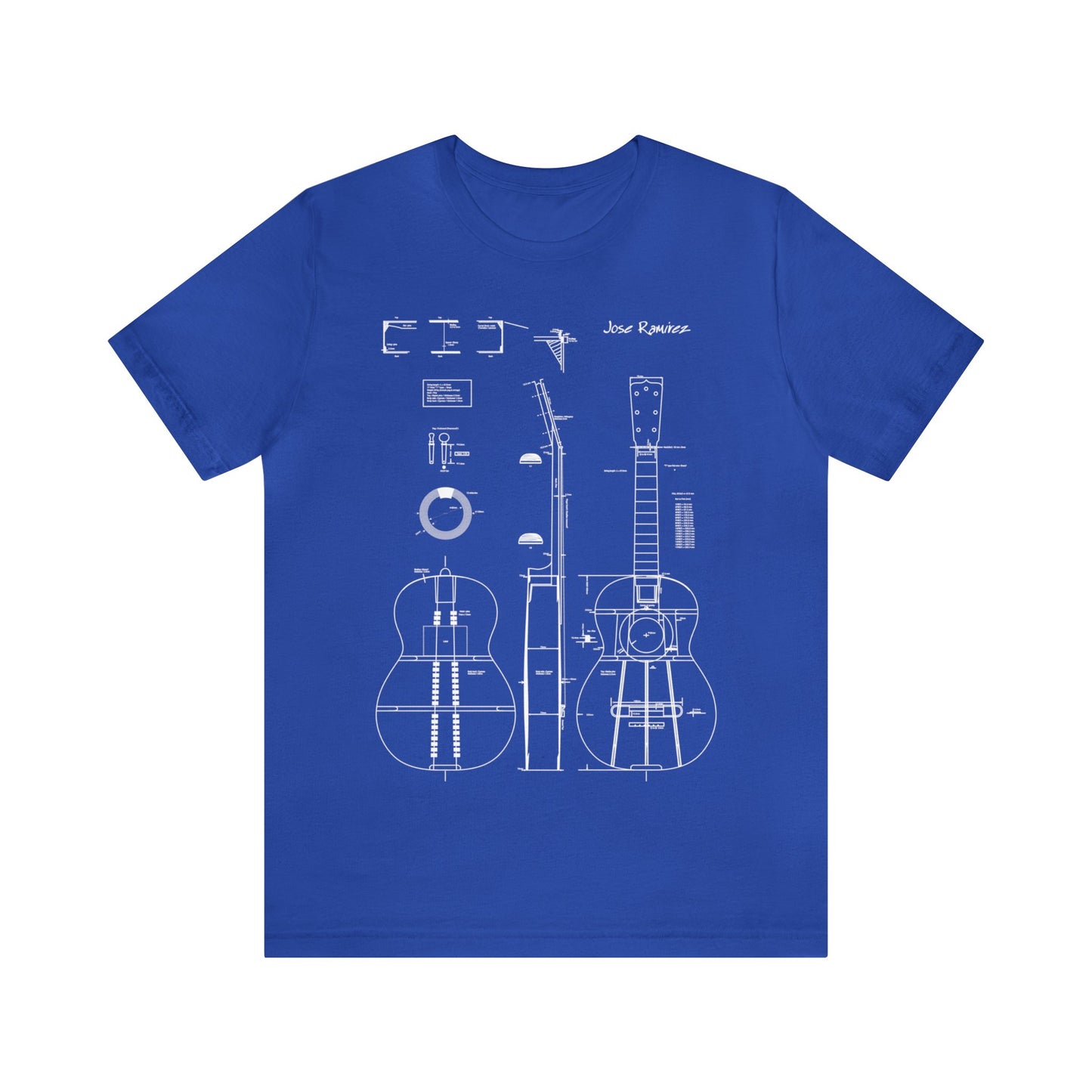 Classical Guitar Jose Ramirez Blueprint T-Shirt (white)