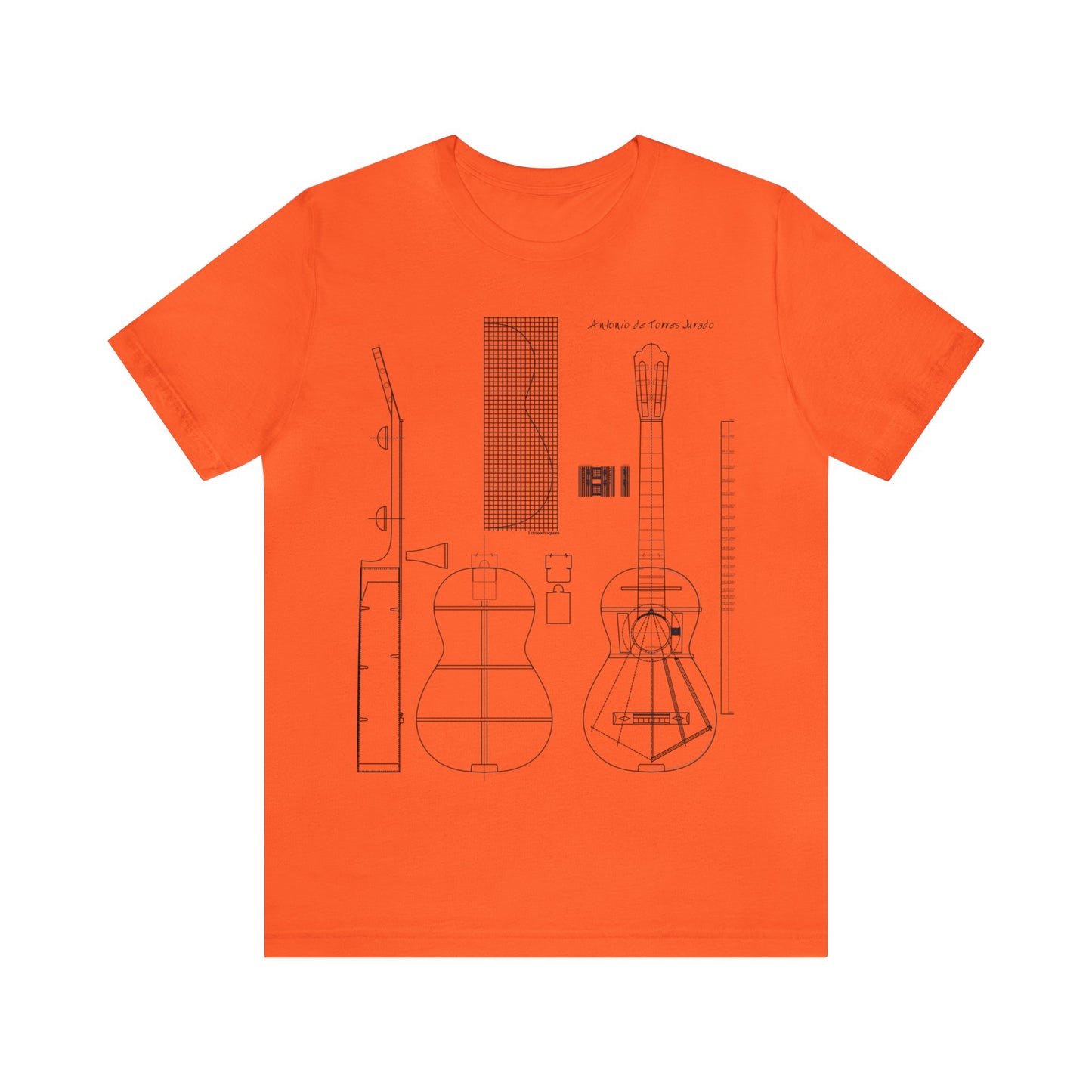 Classical Guitar Torres Blueprint Short Sleeve T-Shirt