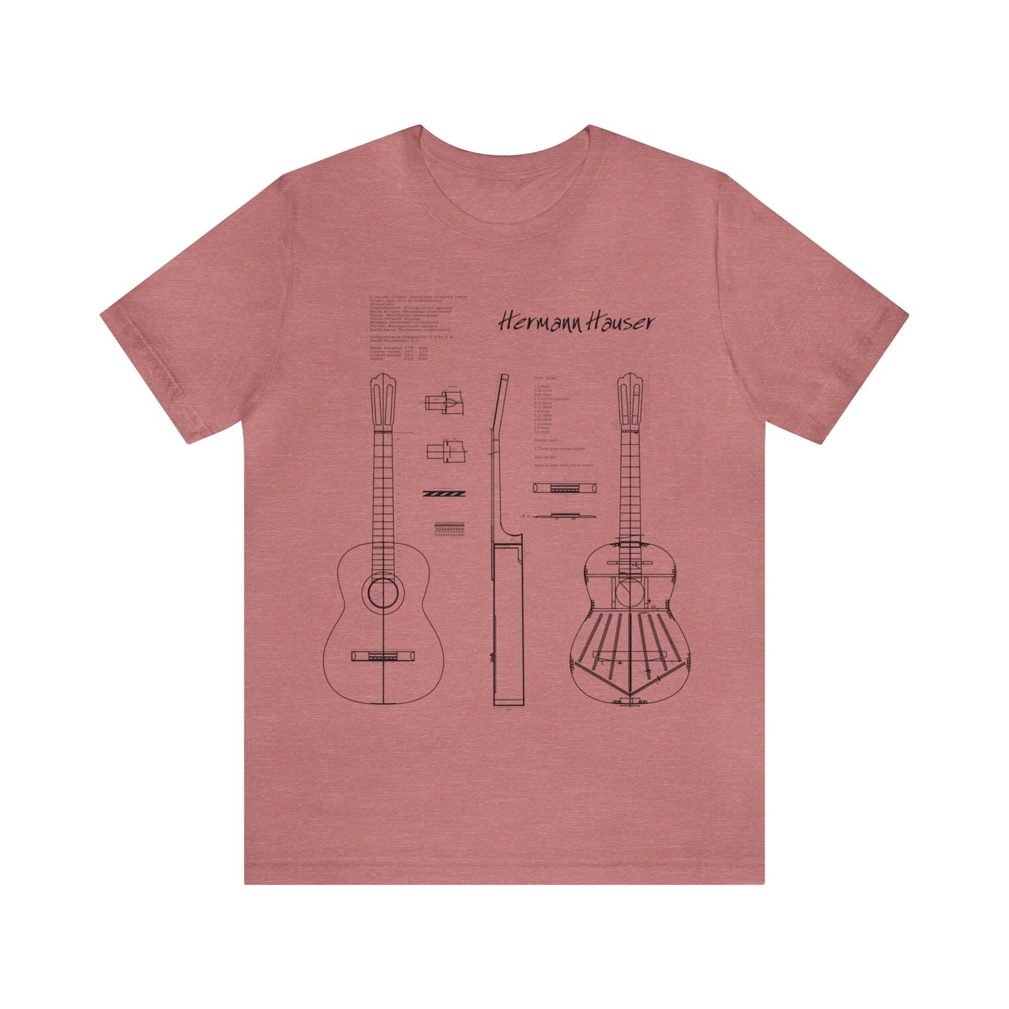 Classical Guitar Hermann Hauser 2 Blueprint T-Shirt