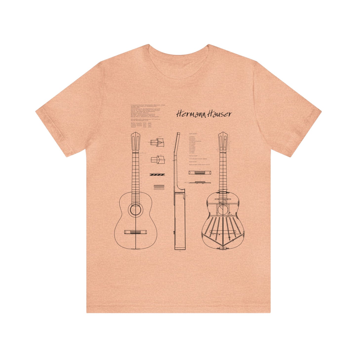 Classical Guitar Hermann Hauser 2 Blueprint T-Shirt