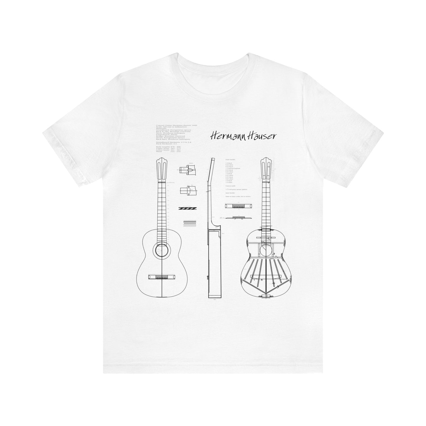 Classical Guitar Hermann Hauser 2 Blueprint T-Shirt