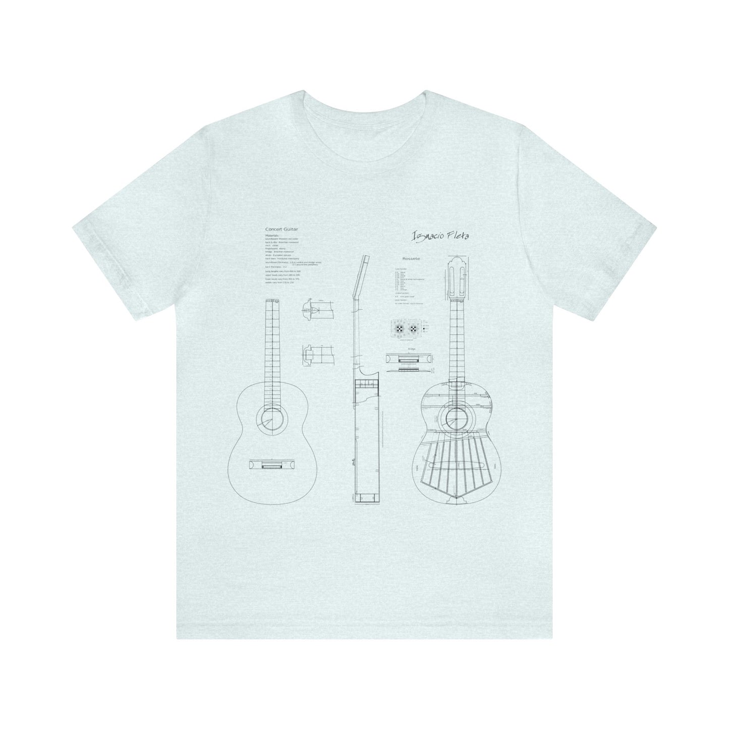 Classical Guitar Ignacio Fleta Blueprint T-Shirt