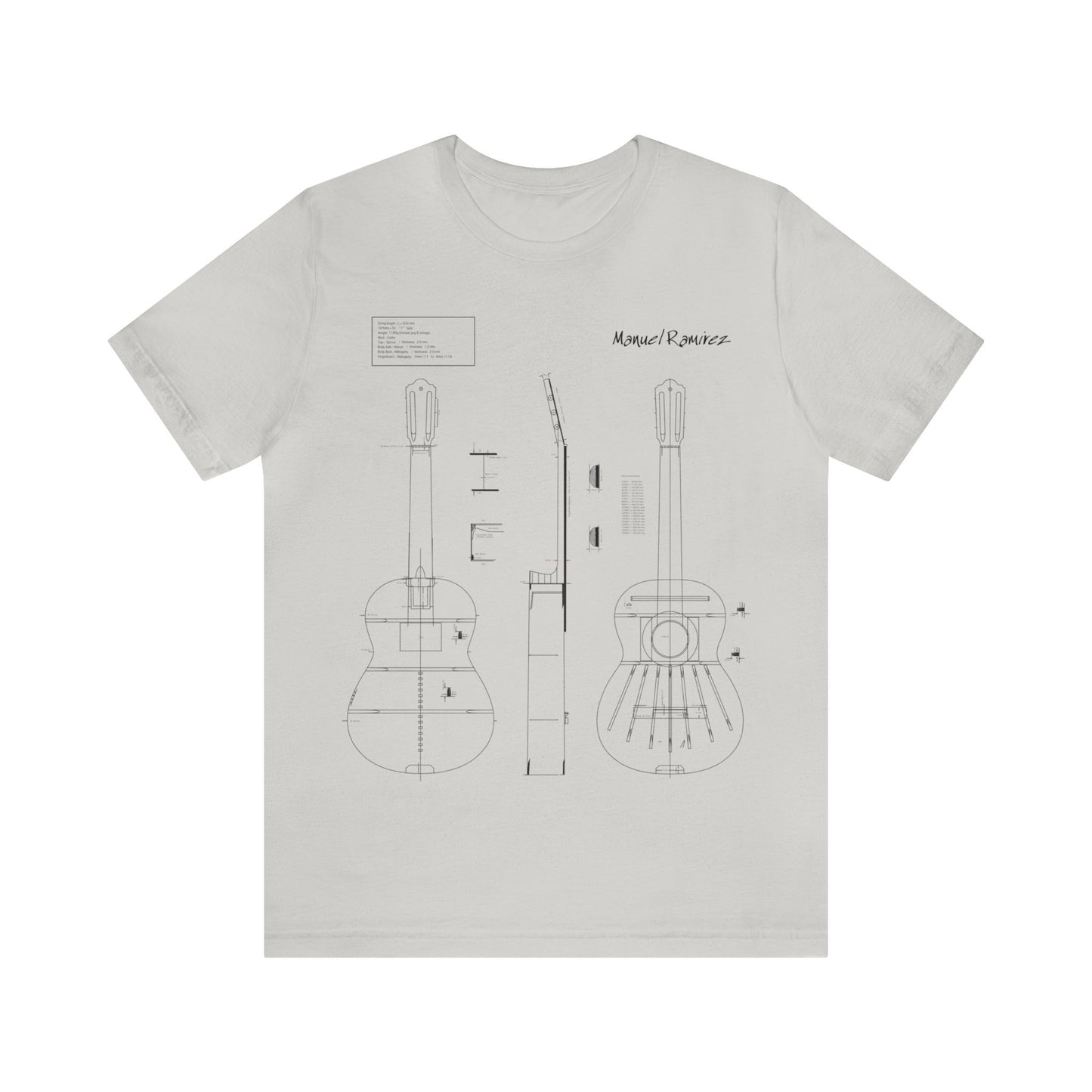 Classical Guitar Manuel Ramirez Blueprint T-Shirt