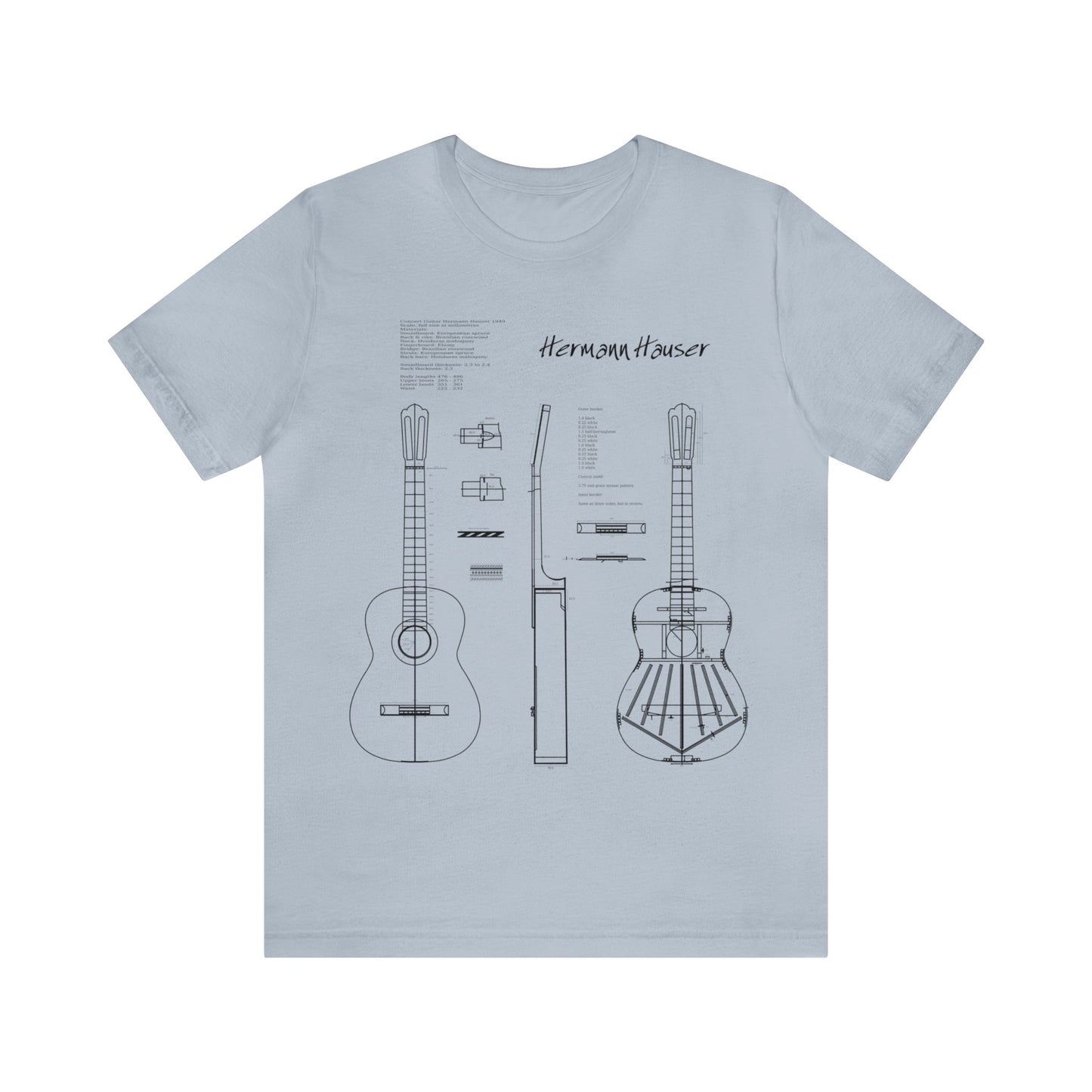 Classical Guitar Hermann Hauser 2 Blueprint T-Shirt