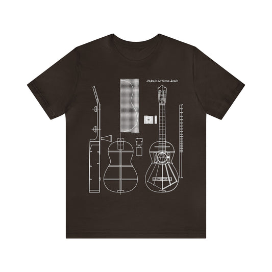 Classical Guitar Torres Blueprint Short Sleeve T-Shirt (white)