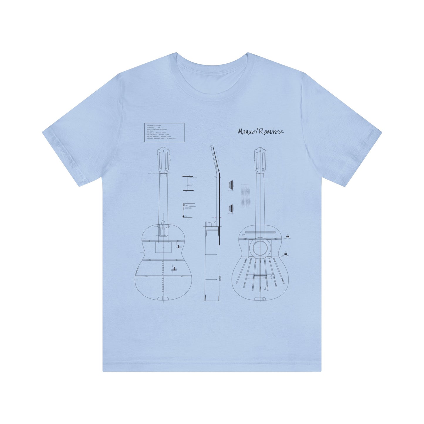 Classical Guitar Manuel Ramirez Blueprint T-Shirt