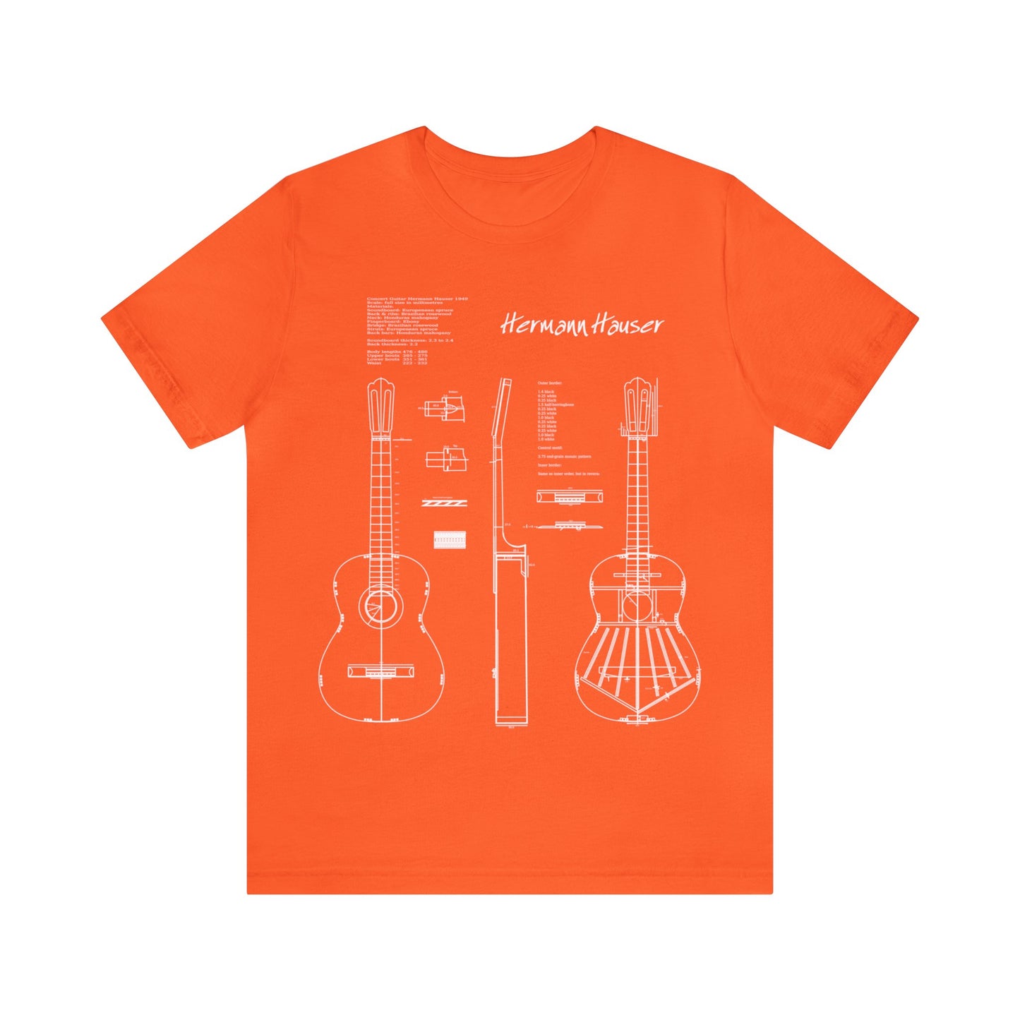 Classical Guitar Hermann Hauser 2 Blueprint T-Shirt (w)