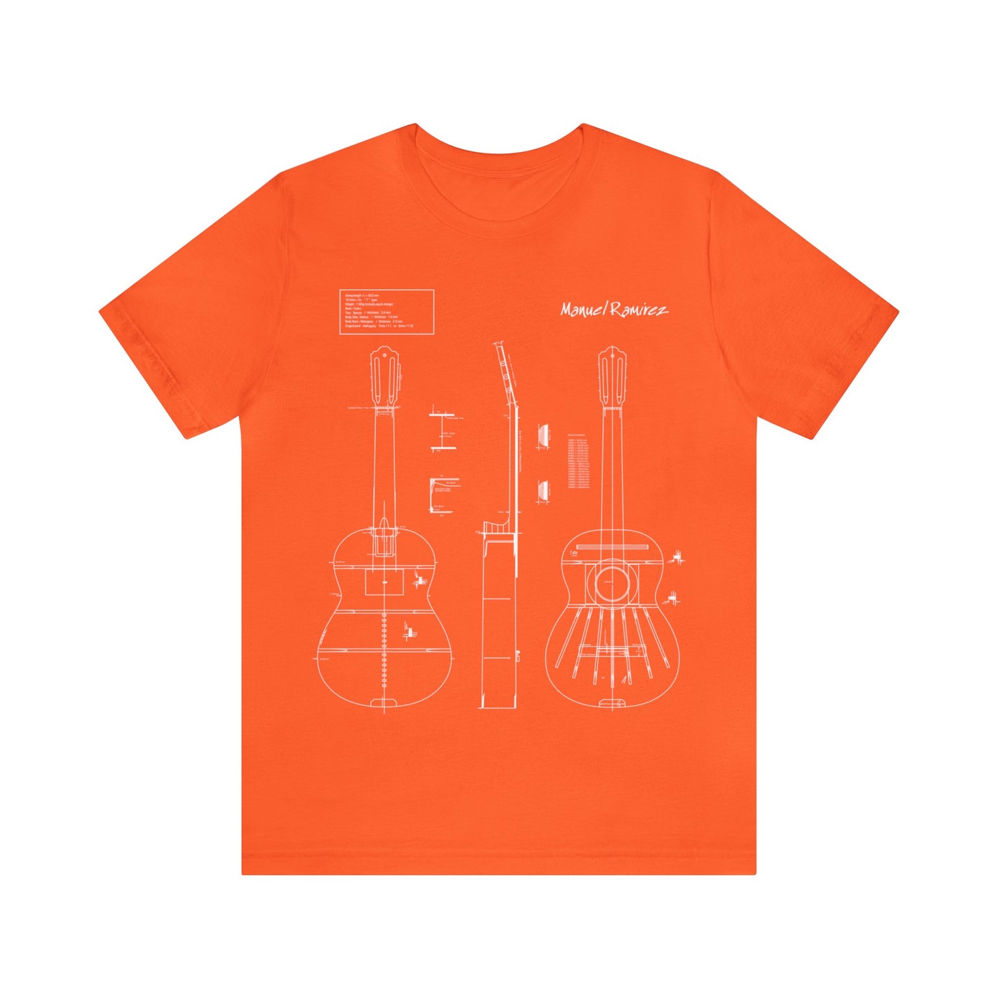 Classical Guitar Manuel Ramirez Blueprint T-Shirt (w)