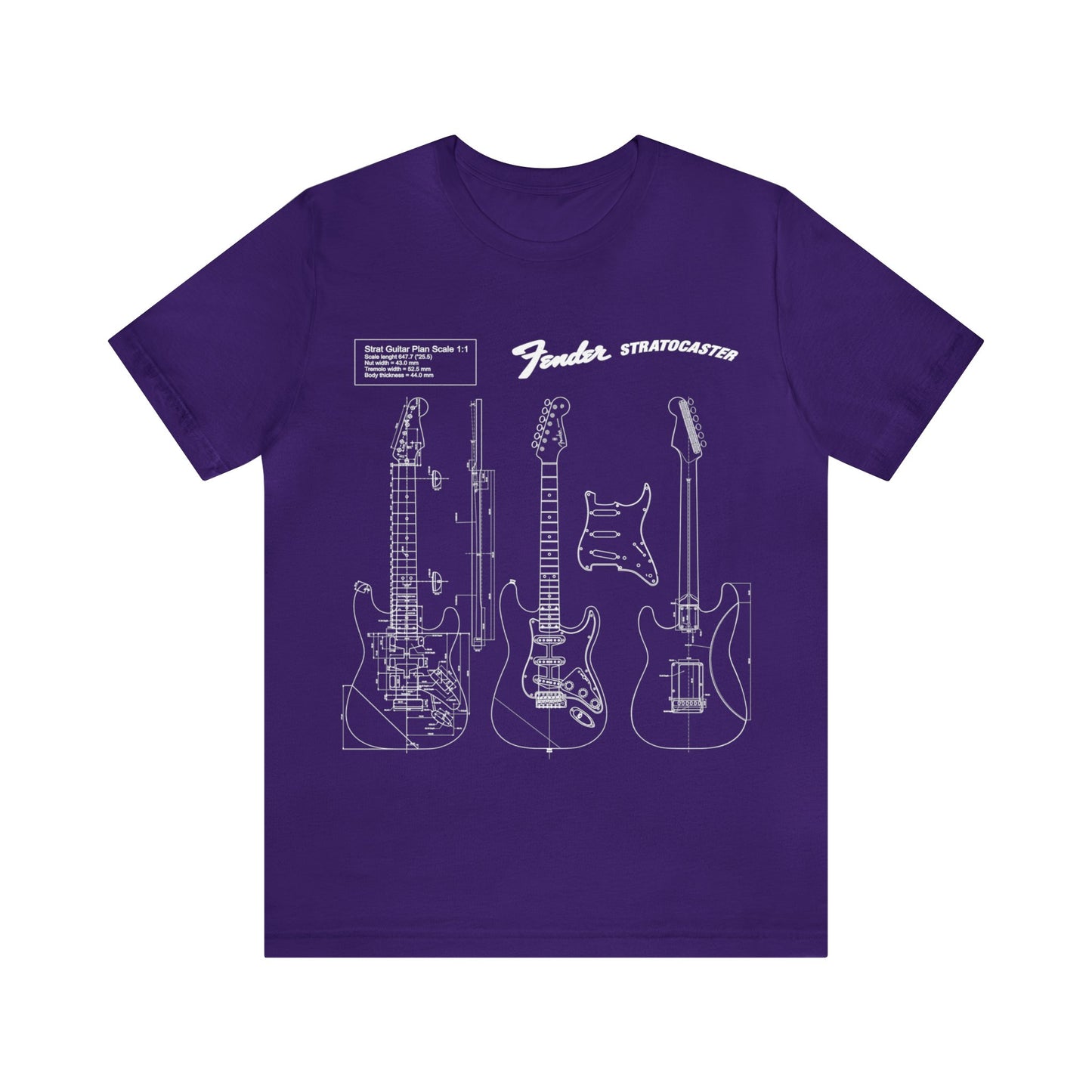 Electric Guitar Fender Stratocaster Blueprint T-Shirt (w)