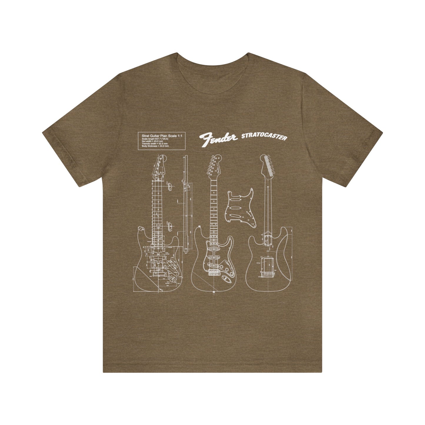 Electric Guitar Fender Stratocaster Blueprint T-Shirt (w)