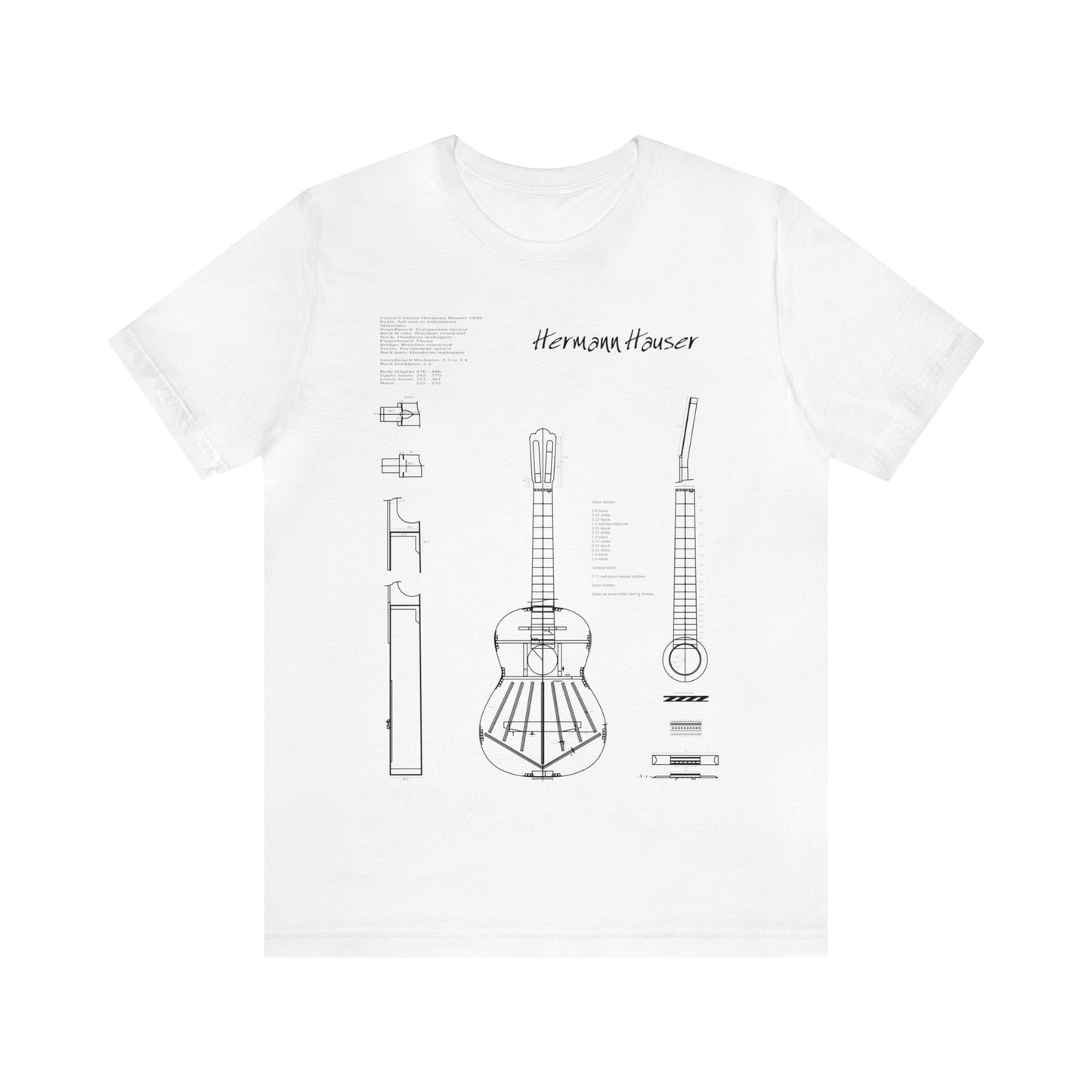 Classical Guitar Hermann Hauser Blueprint T-Shirt