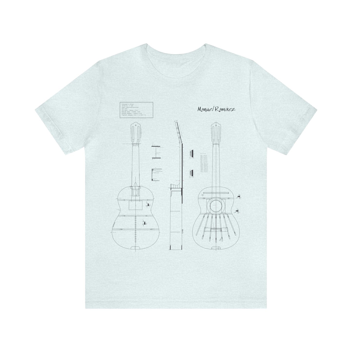 Classical Guitar Manuel Ramirez Blueprint T-Shirt