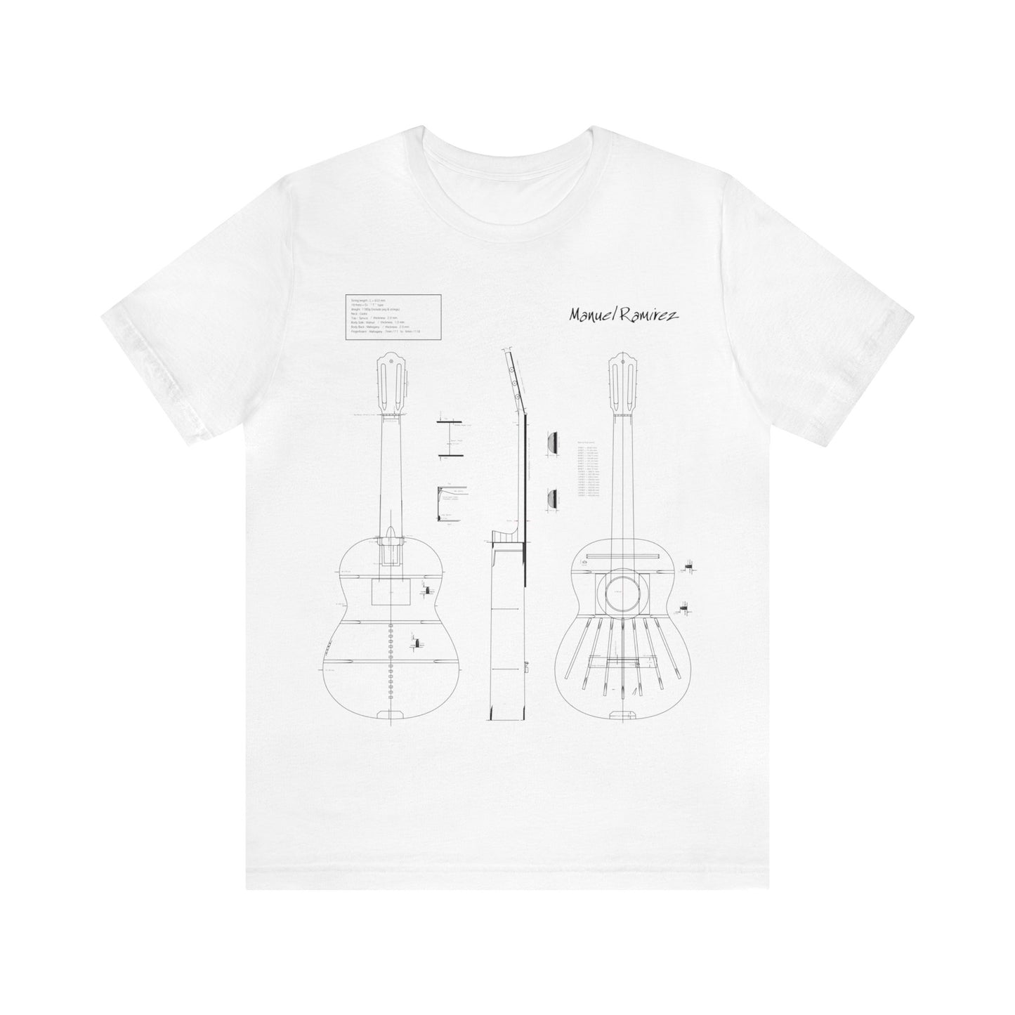 Classical Guitar Manuel Ramirez Blueprint T-Shirt