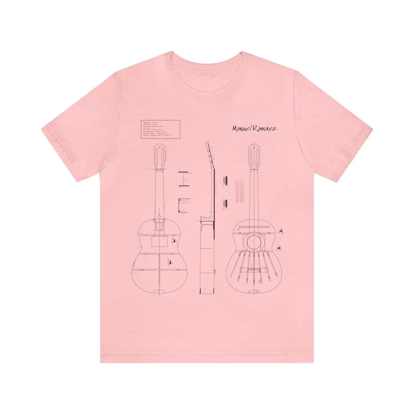 Classical Guitar Manuel Ramirez Blueprint T-Shirt