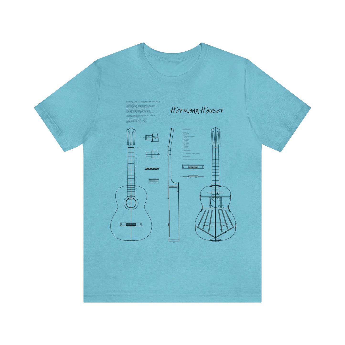 Classical Guitar Hermann Hauser 2 Blueprint T-Shirt