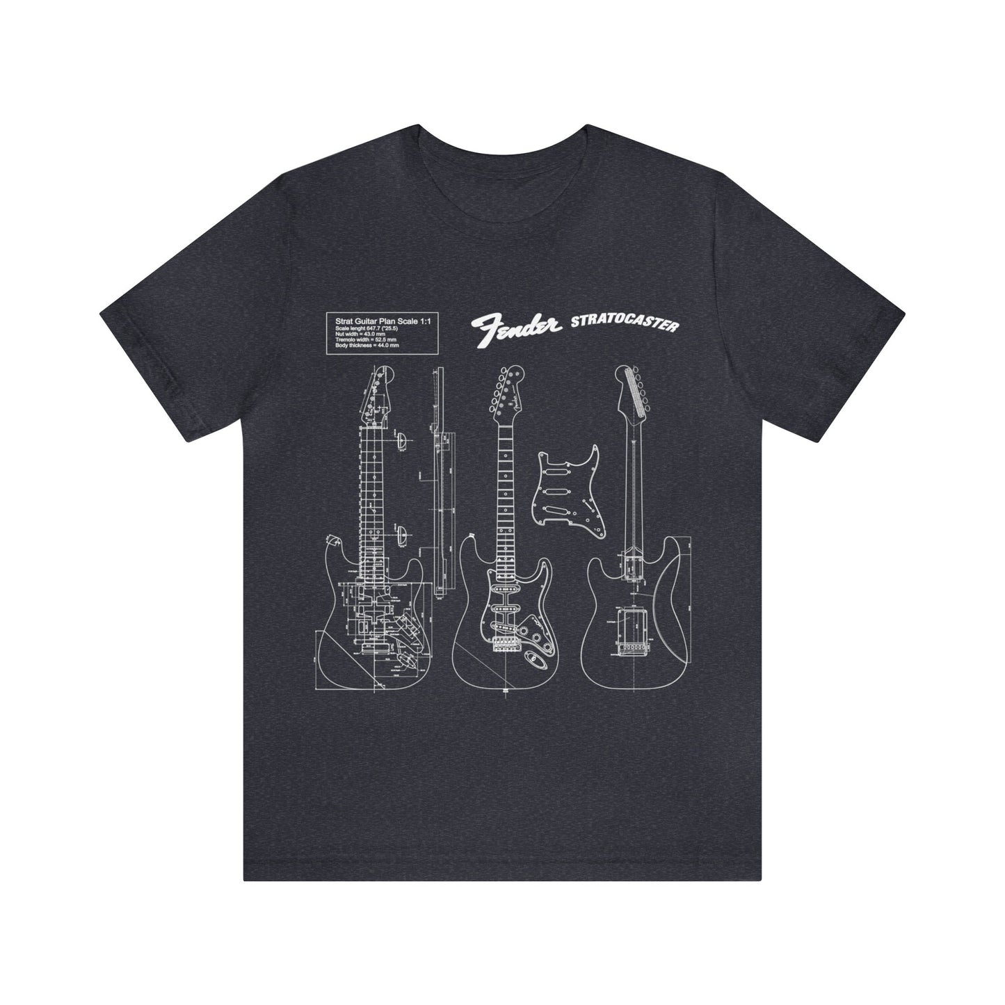 Electric Guitar Fender Stratocaster Blueprint T-Shirt (w)