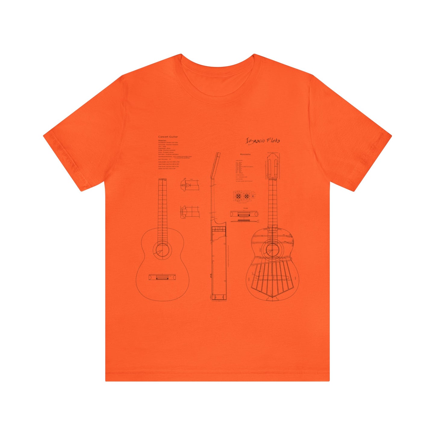 Classical Guitar Ignacio Fleta Blueprint T-Shirt