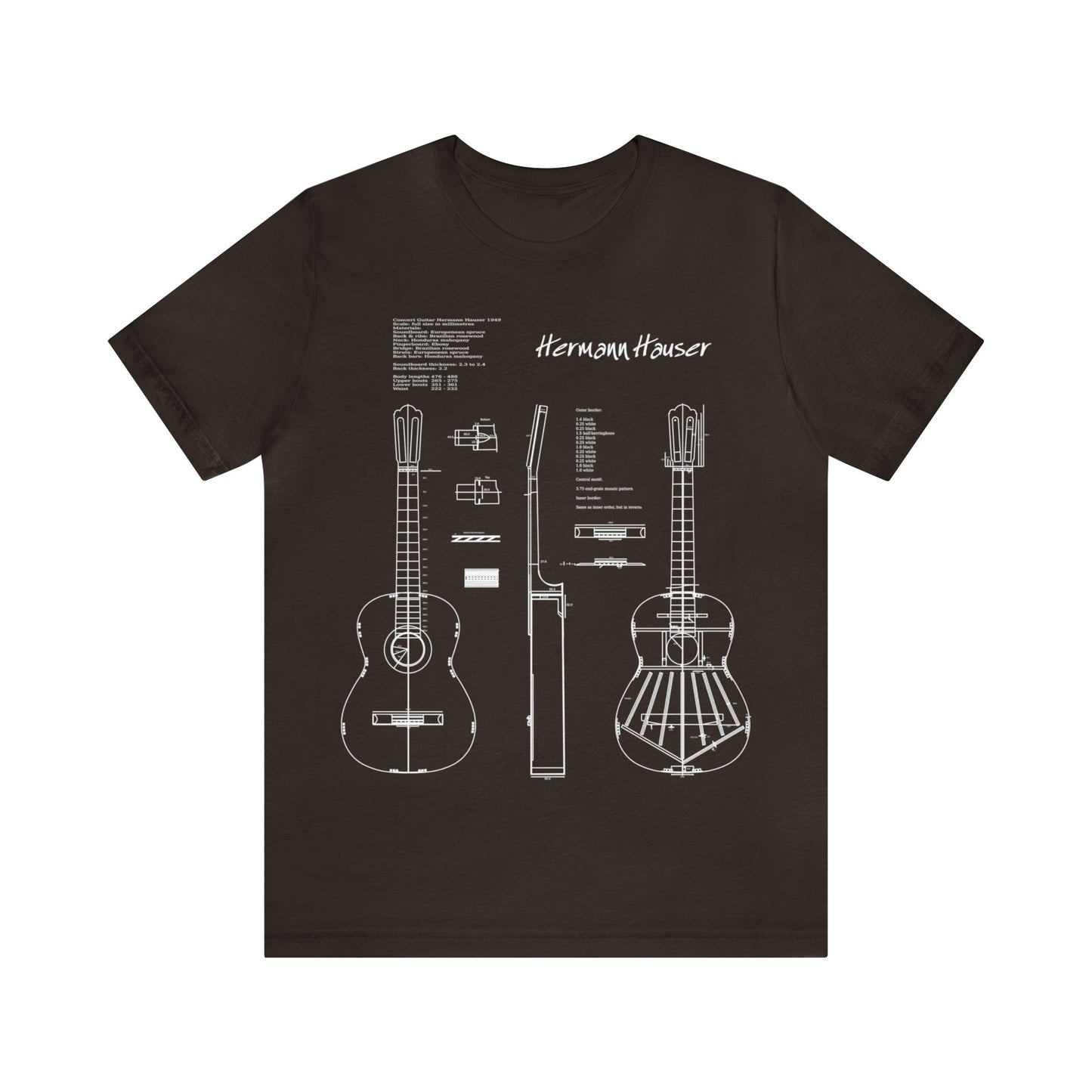 Classical Guitar Hermann Hauser 2 Blueprint T-Shirt (w)