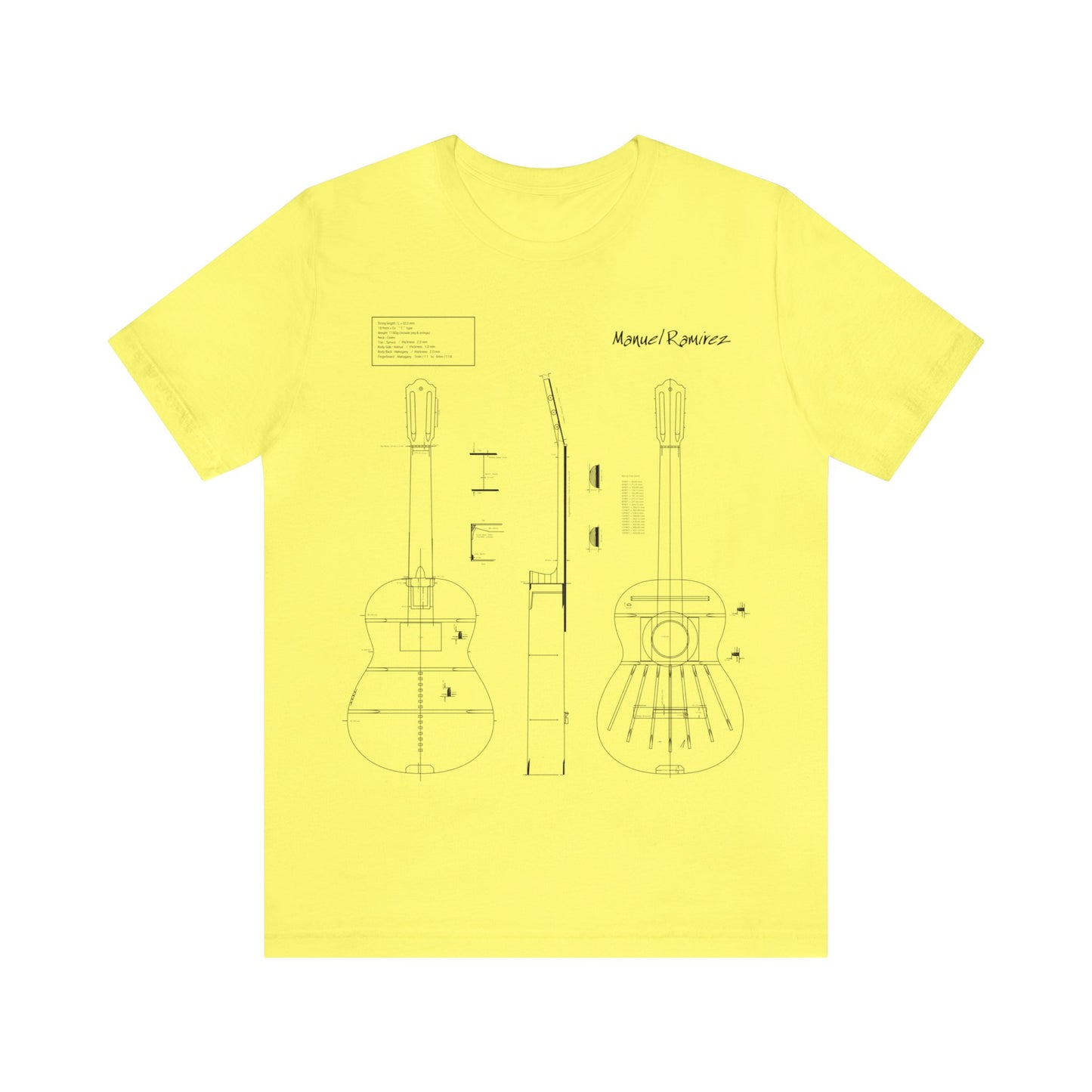 Classical Guitar Manuel Ramirez Blueprint T-Shirt