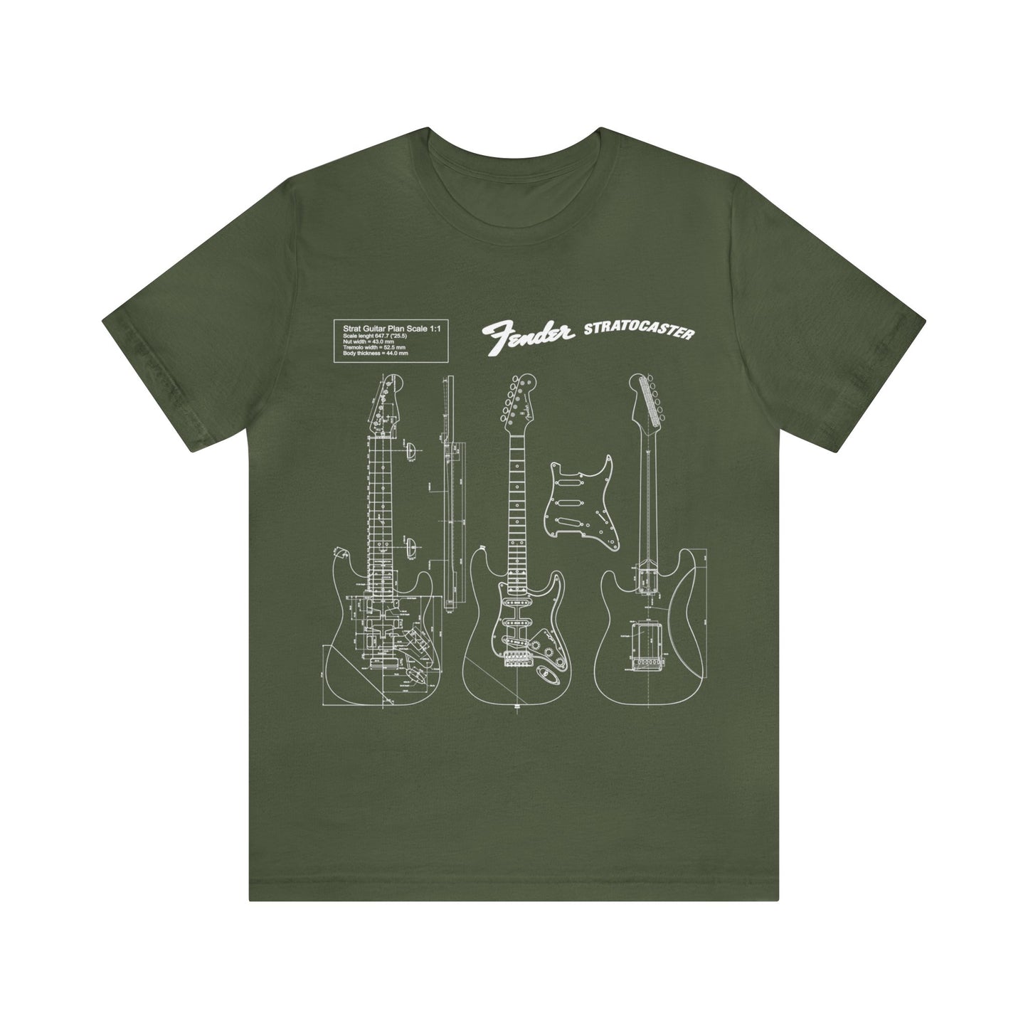 Electric Guitar Fender Stratocaster Blueprint T-Shirt (w)