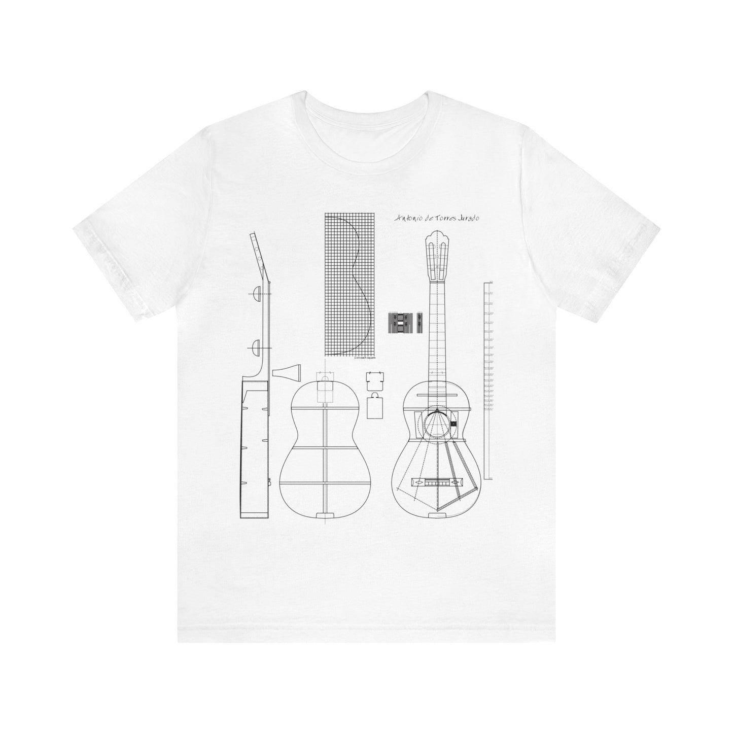 Classical Guitar Torres Blueprint Short Sleeve T-Shirt