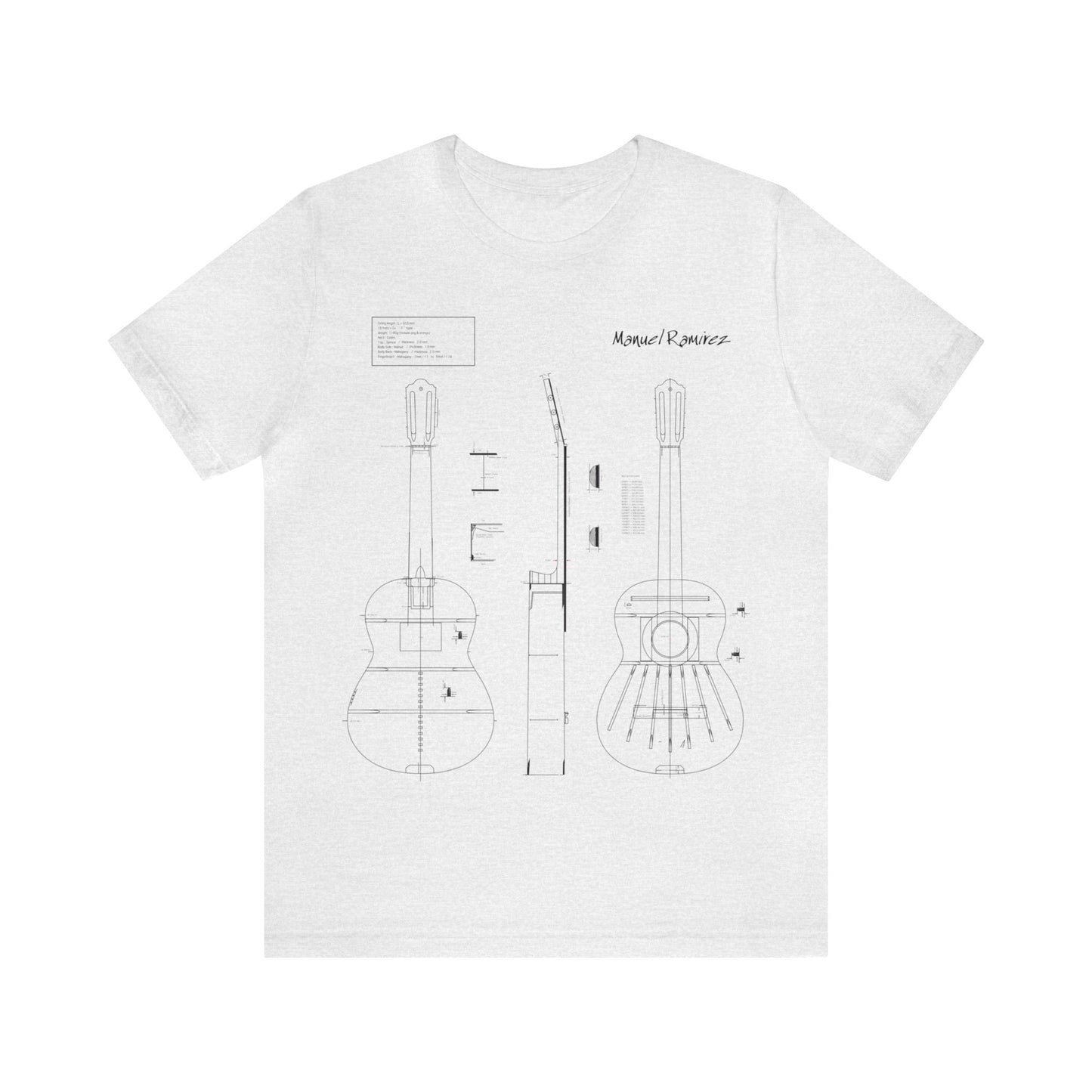 Classical Guitar Manuel Ramirez Blueprint T-Shirt