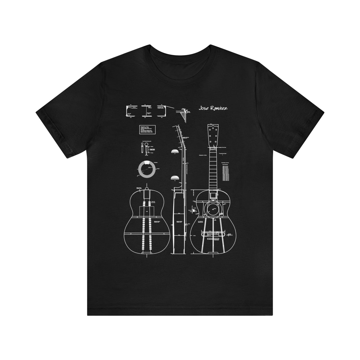 Classical Guitar Jose Ramirez Blueprint T-Shirt (white)