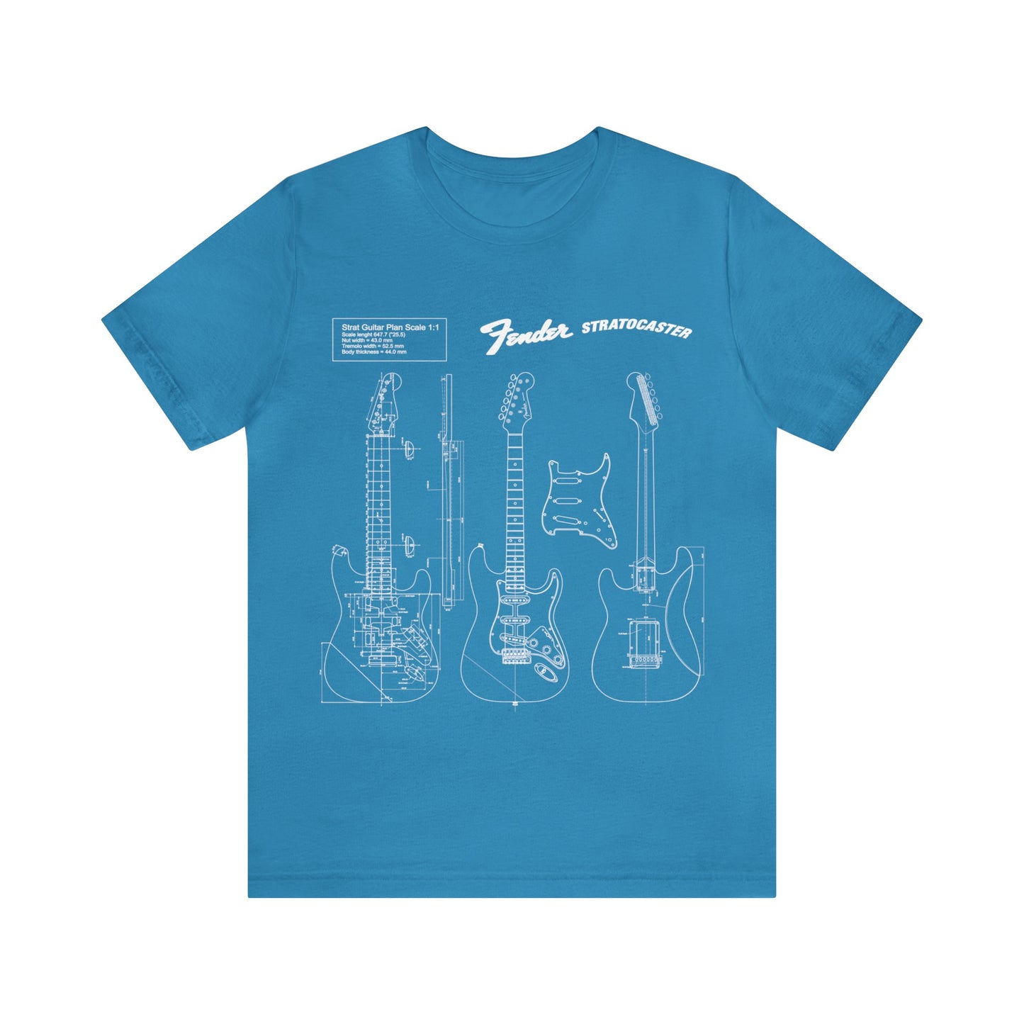 Electric Guitar Fender Stratocaster Blueprint T-Shirt (w)