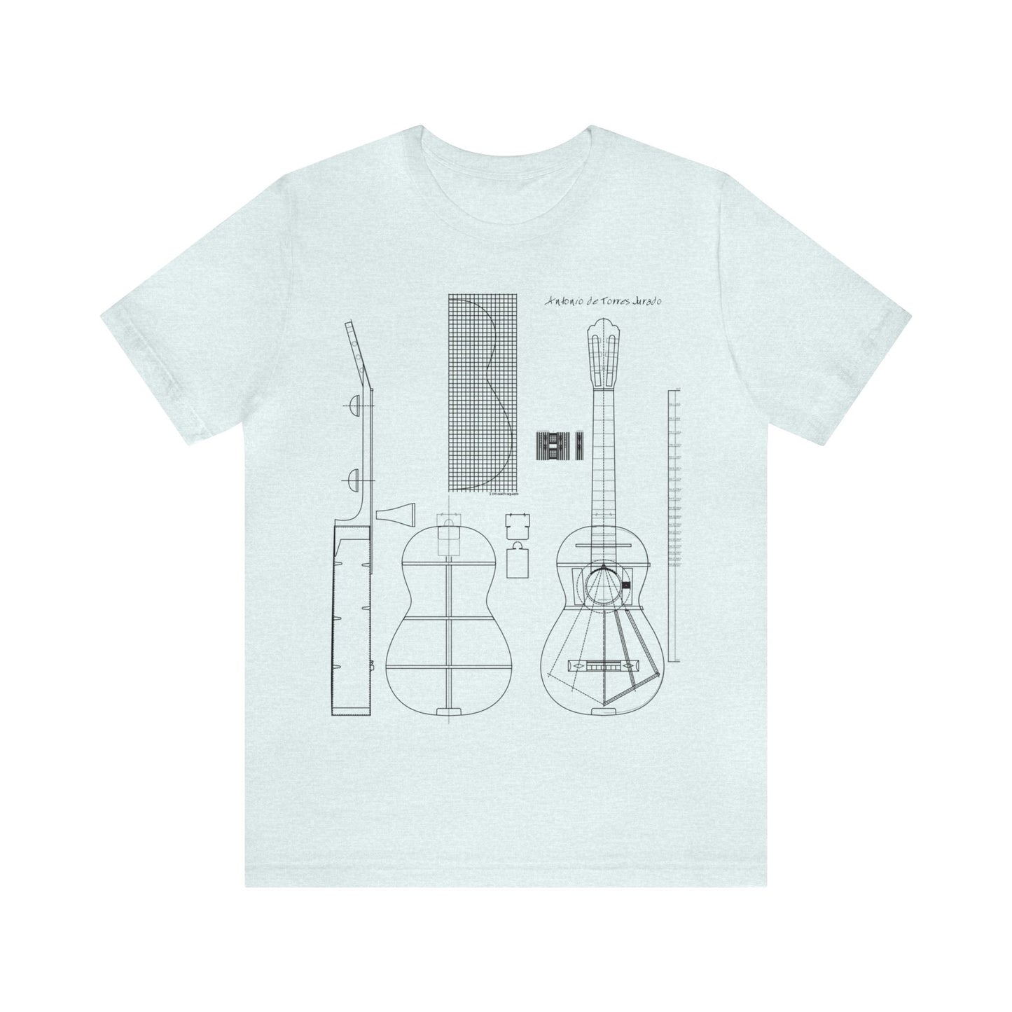 Classical Guitar Torres Blueprint Short Sleeve T-Shirt