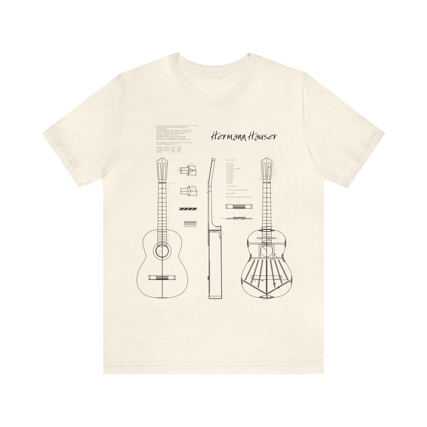 Classical Guitar Hermann Hauser 2 Blueprint T-Shirt