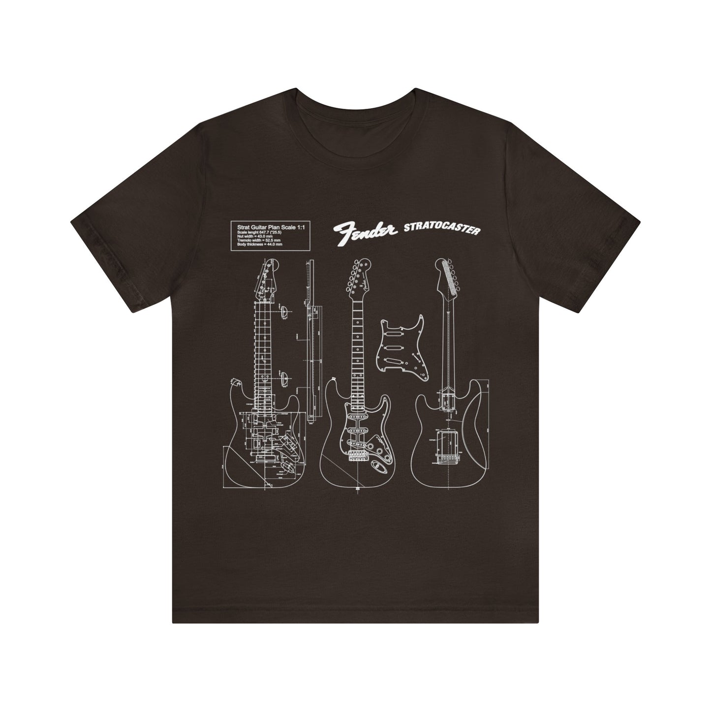 Electric Guitar Fender Stratocaster Blueprint T-Shirt (w)