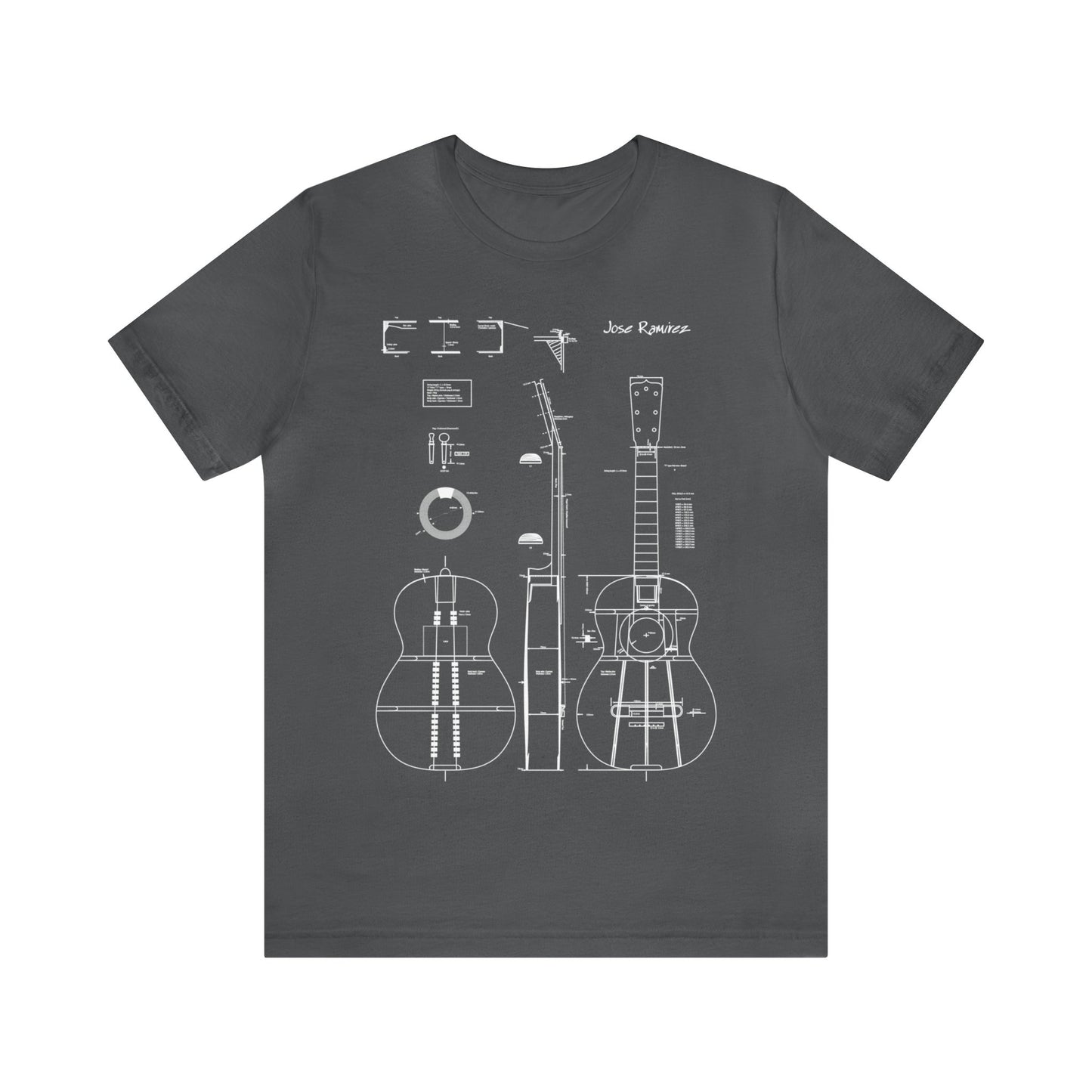 Classical Guitar Jose Ramirez Blueprint T-Shirt (white)