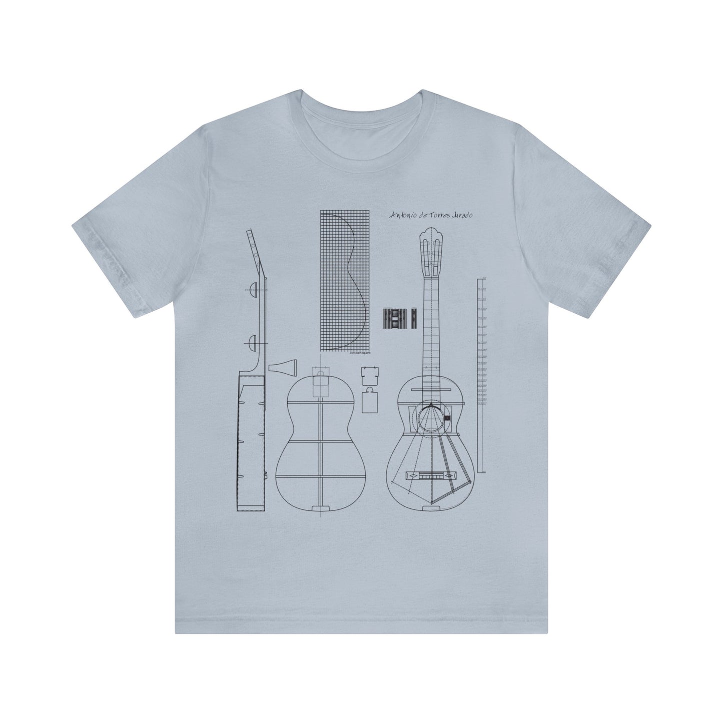 Classical Guitar Torres Blueprint Short Sleeve T-Shirt