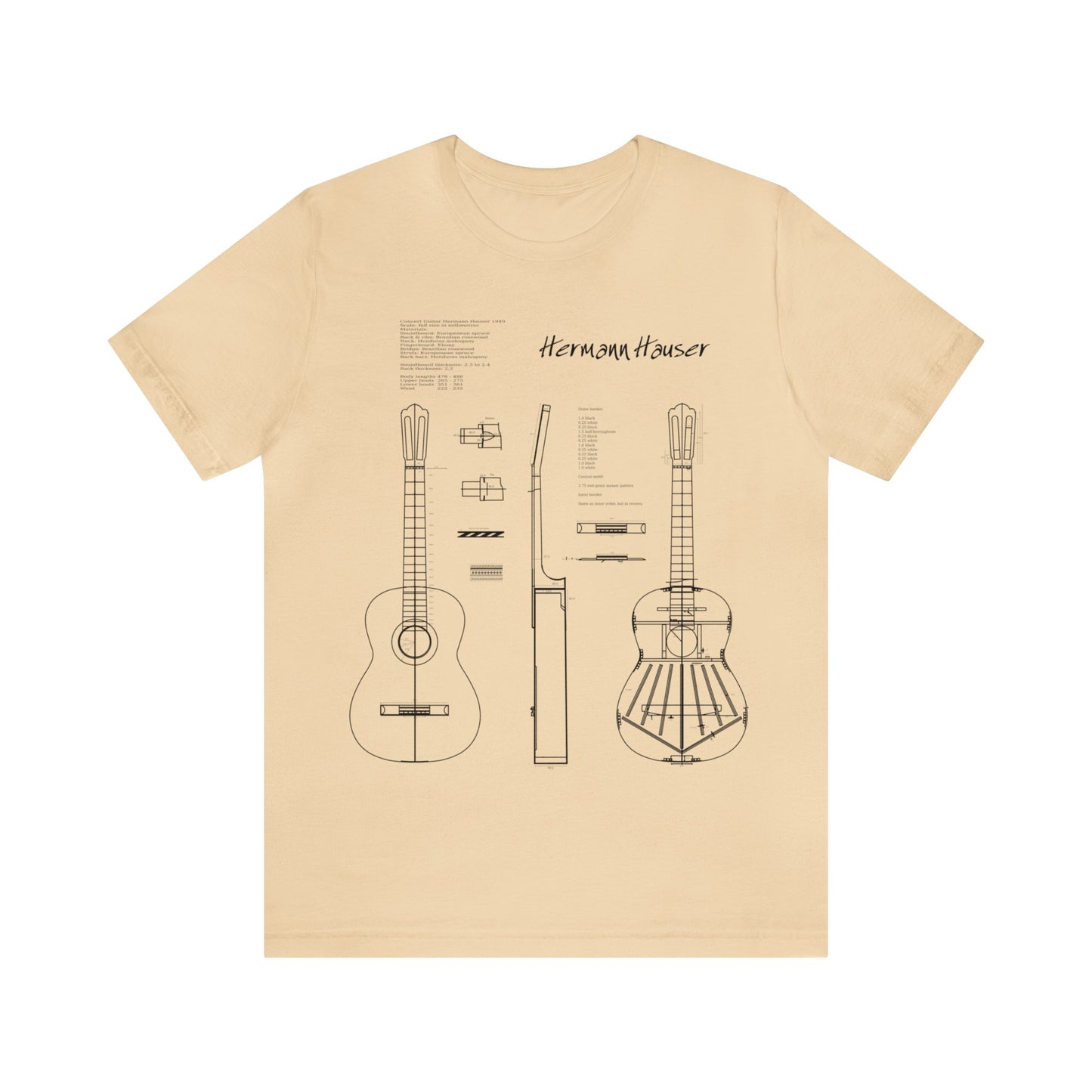 Classical Guitar Hermann Hauser 2 Blueprint T-Shirt